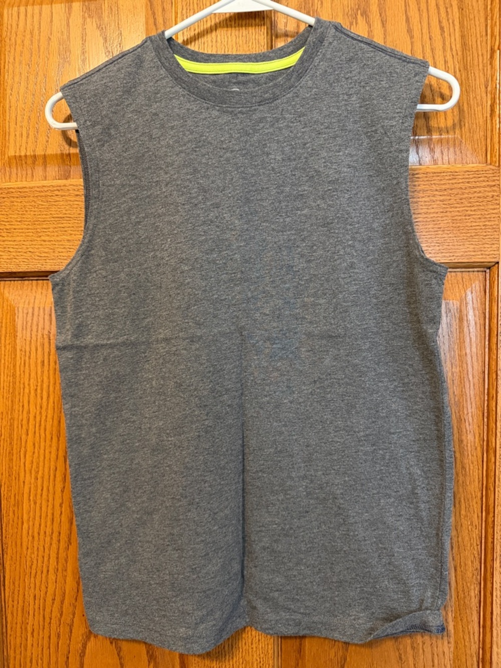 wonder nation Gray Sleeveless Tank Top with Neon Yellow Trim